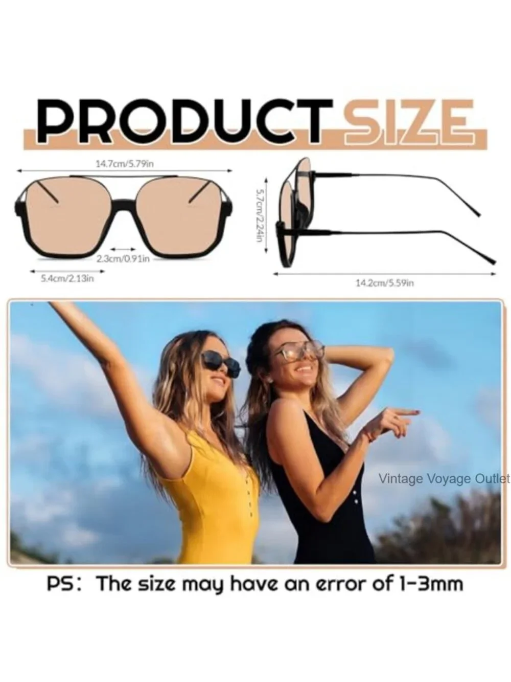 Retro Oversized Aviator Sunglasses 2 Pack UV Protection Double Bridge Square